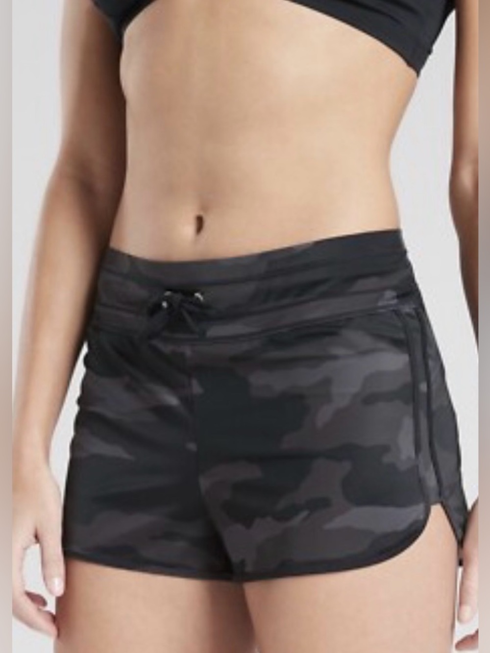 Athleta Black Gray Camo Athletic Shorts